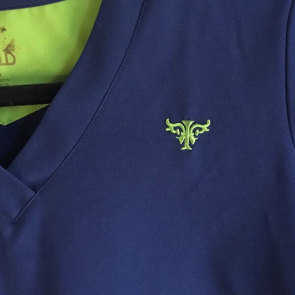 Navy blue size small ‘Med Couture’ women’s scrub top quick dry stretchy work S - Picture 3 of 6